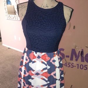 High neck navy babydoll dress